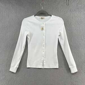 Madewell Ribbed Button-Front Cardigan Size XXS in white NWT cotton casual cute